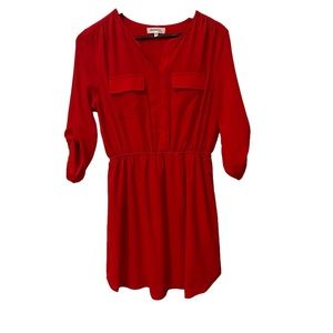 Monteau Red Long Sleeve Dress